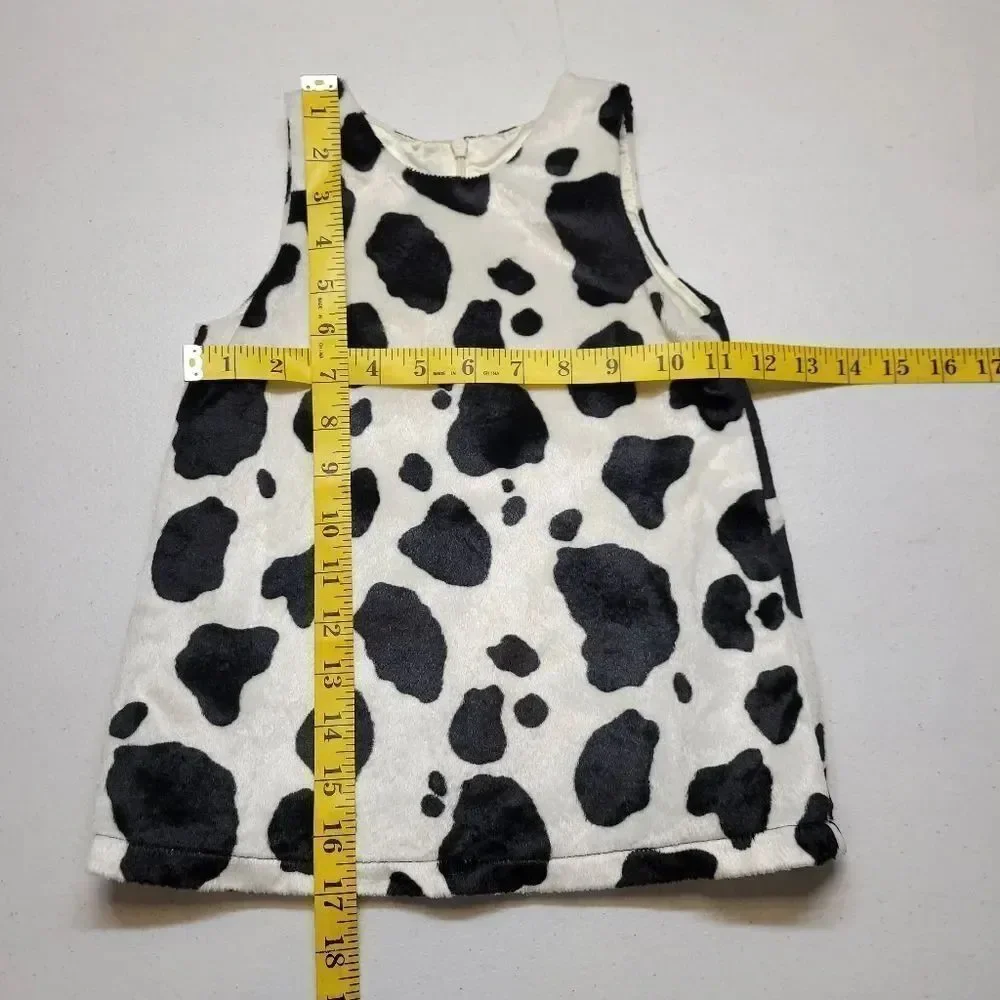 The Children's Place Black and White Girls Cow Print Shift Dress Y2K